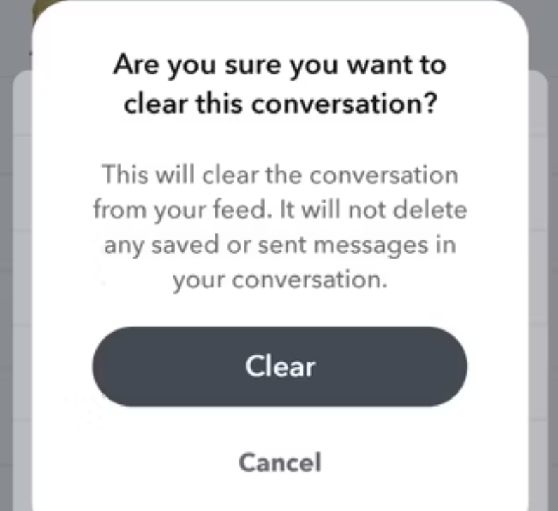 'Clear Conversations'. of Snapchat AI