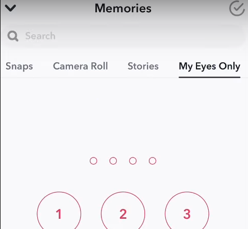 Navigate to the Memories section and click the 'My Eyes Only' tab.