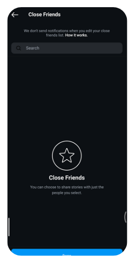 Close Friends feature on instagram