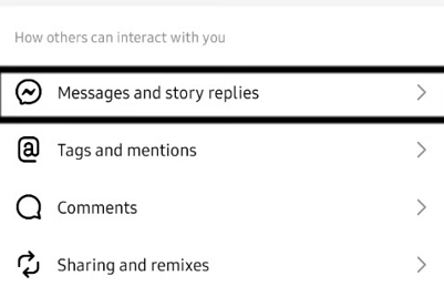 Tap Messages and story reply