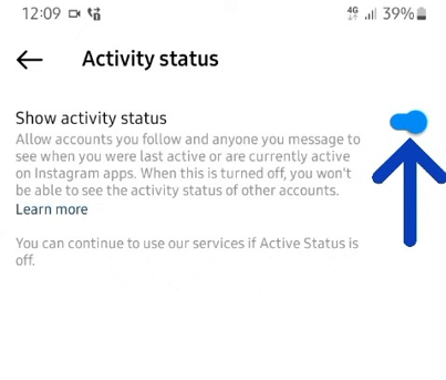 Toggle off Show activity status.